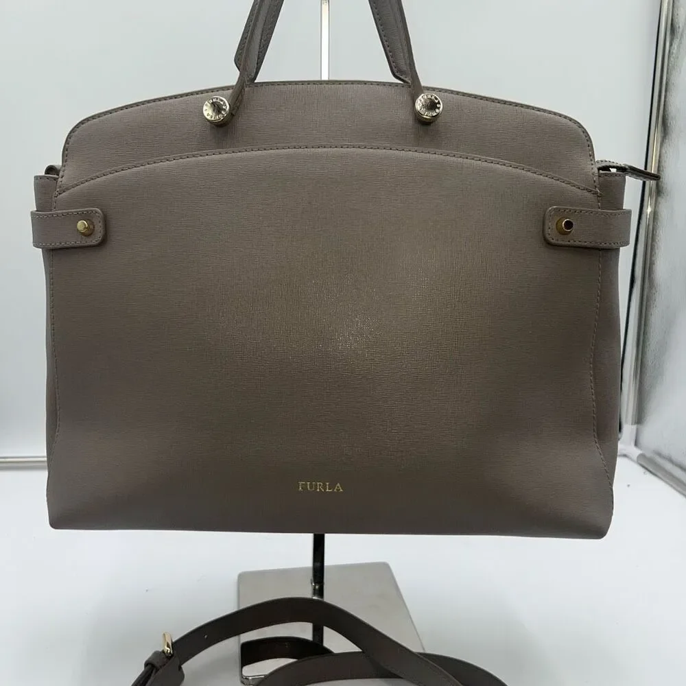 Furla Agata Saffiano Leather Crossbody Bag in Sabbia